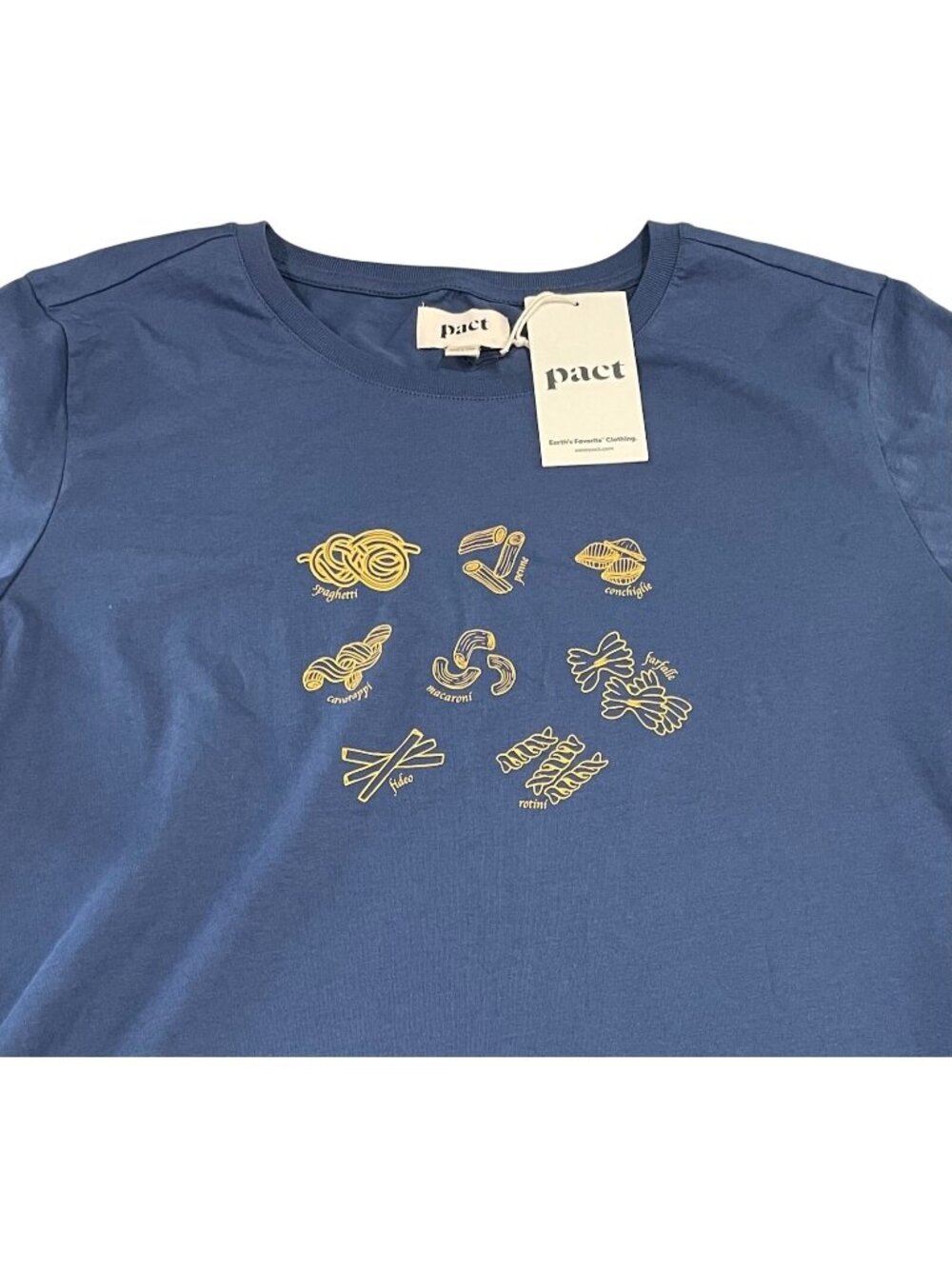 Pact Pasta-tive Softspun Graphic Crew Neck Tee XL Blue Casual Everyday Lounge
